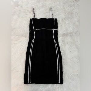 Maniere De Voir Black Dress with White Accents